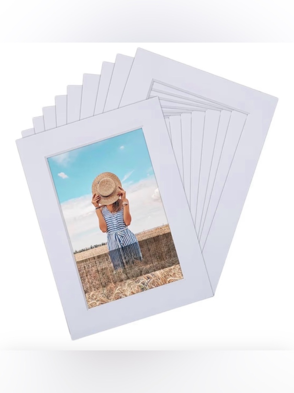 🤍🖼️ Pre-Cut White Picture Mats 12x16 (Set of 9) – Fits 8x12 Photos 📸✨